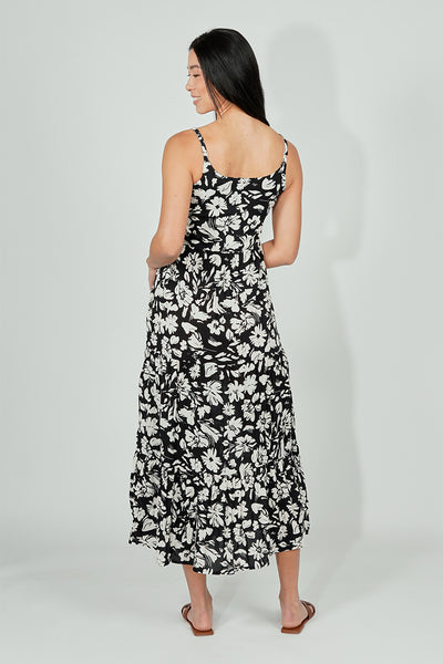 International INC Company Floral Tiered Maxi Dress - Black - Womens Maxi Dresses - Fairweather