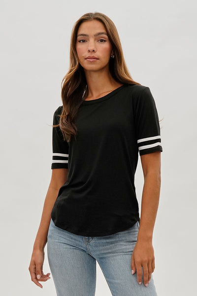 Stylexchange Vintage Striped Varsity Tee - Black - Womens Tees & Tank Tops - Fairweather
