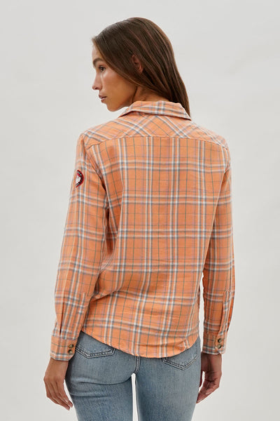 Canada Weather Gear Plaid Button Up Shirt - Peach - Womens Shirts & Blouses - Fairweather