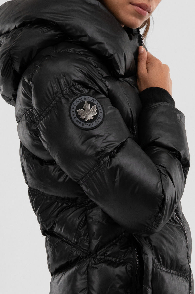 Canada Weather Gear Chevron Quilted Parka Jacket - Black - Womens Parka Jackets - Fairweather