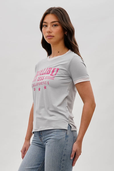 Stylexchange Vintage Malibu Graphic Ringer Tee - Grey - Womens Tees & Tank Tops - Fairweather