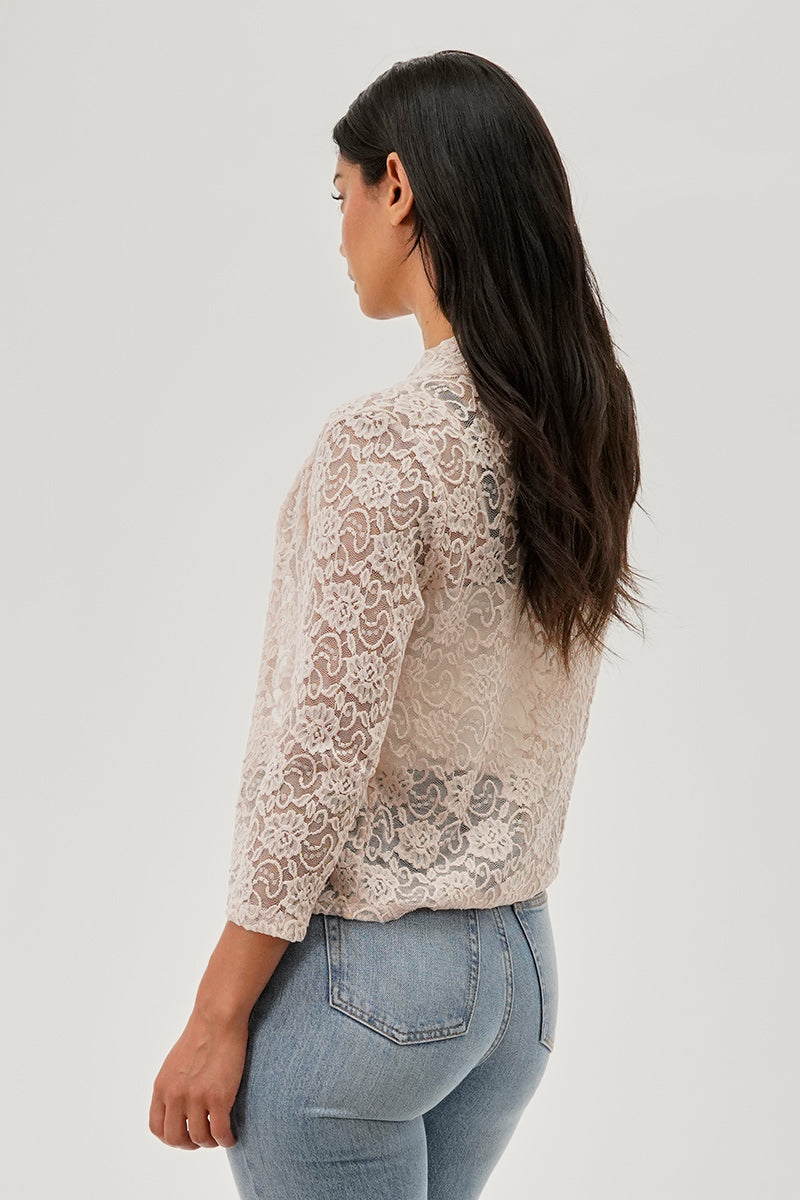 Costa Blanca Floral Lace Shrug Cardigan - Beige - Womens Cardigans - Fairweather
