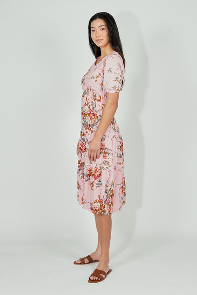 Limite Floral Smocked Tiered Maxi Dress - Pink - Womens Maxi Dresses - Fairweather