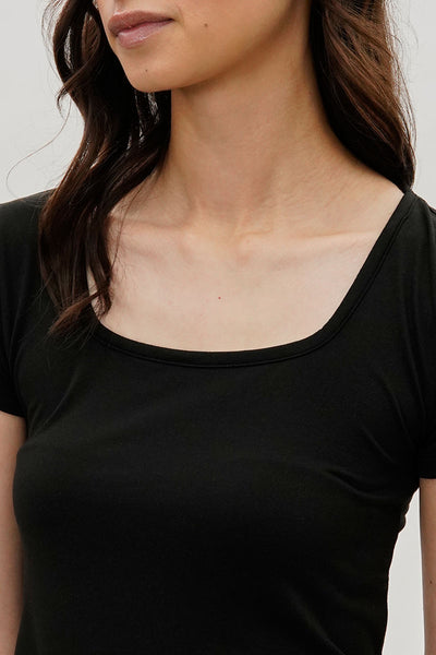 Costa Blanca Square Neck Tee - Black - Womens Tees & Tank Tops - Fairweather