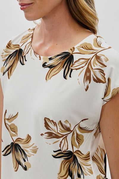 Beechers Brook Floral Cap Sleeve Blouse - White - Womens Shirts & Blouses - Fairweather