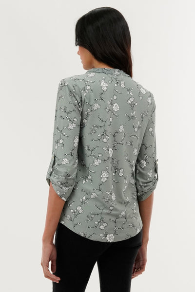 International INC Company Floral 1/4 Zip Blouse - Green - Womens Shirts & Blouses - Fairweather
