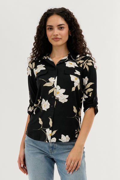 Majora Floral Button Up Blouse - Black - Womens Shirts & Blouses - Fairweather