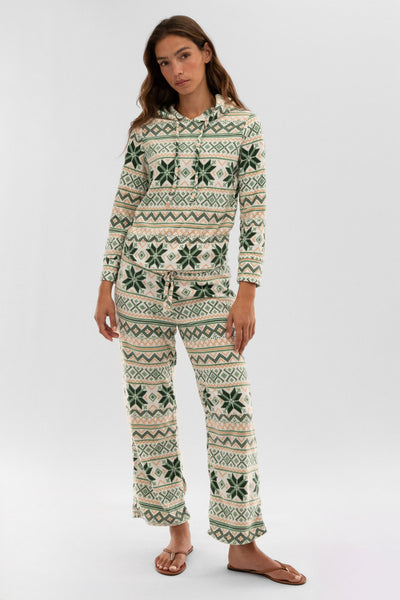 Canada Weather Gear Festive Print Wide Leg Pajama Pants - White - Womens Pajamas - Fairweather