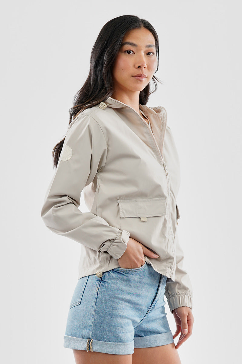 Canada Weather Gear Cropped Coated Microfibre Lightweight Jacket - Cream - Womens Lightweight Jackets - Fairweather