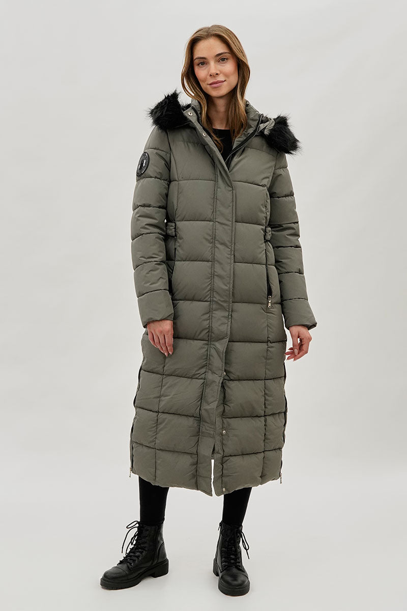 Parka longue doublée de fausse fourrure Canada Weather Gear - Olive