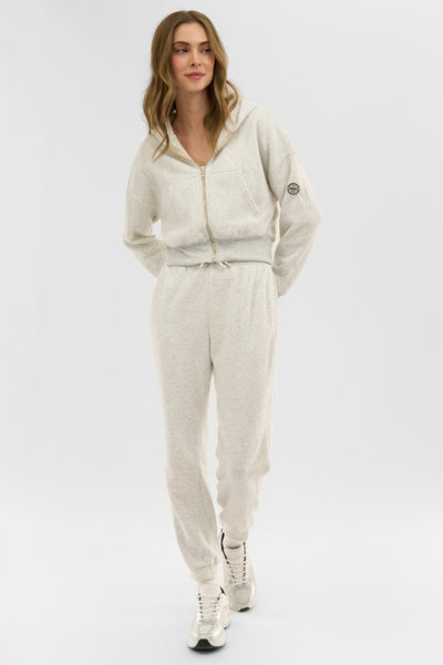 Fahrenheit Cropped Zip Up Hoodie - White - Womens Hoodies & Sweatshirts - Fairweather