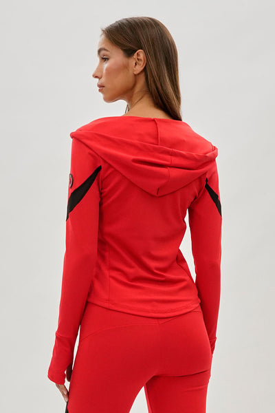 Super Triple Goose Zip Up Active Hoodie - Red - Womens Hoodies & Sweatshirts - Fairweather