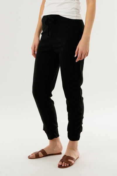 International INC Company Waffle Knit Joggers - Black - Womens Joggers & Sweatpants - Fairweather
