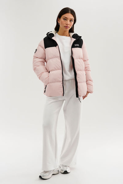 Super Triple Goose Colour Block Bomber Jacket - Pink - Womens Bomber Jackets - Fairweather