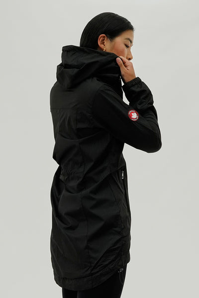 Canada Weather Gear Long Hooded Lightweight Jacket - Black - Womens Moto Jackets - Fairweather