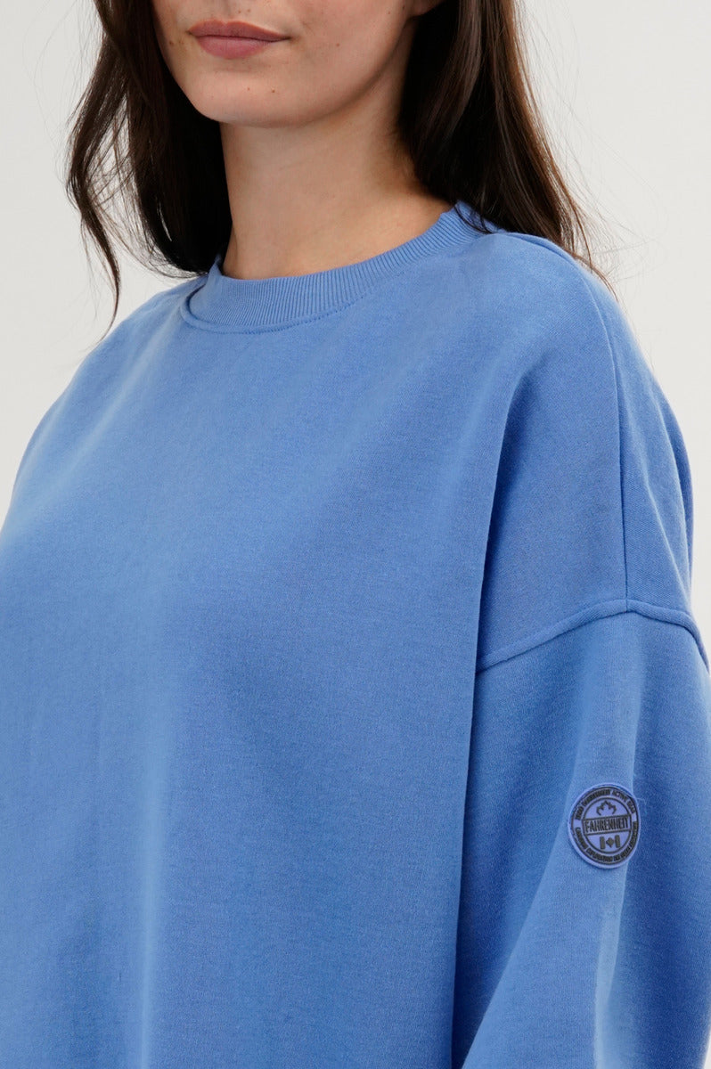 Fahrenheit Drop Shoulder Crewneck Sweatshirt - Blue - Womens Hoodies & Sweatshirts - Fairweather