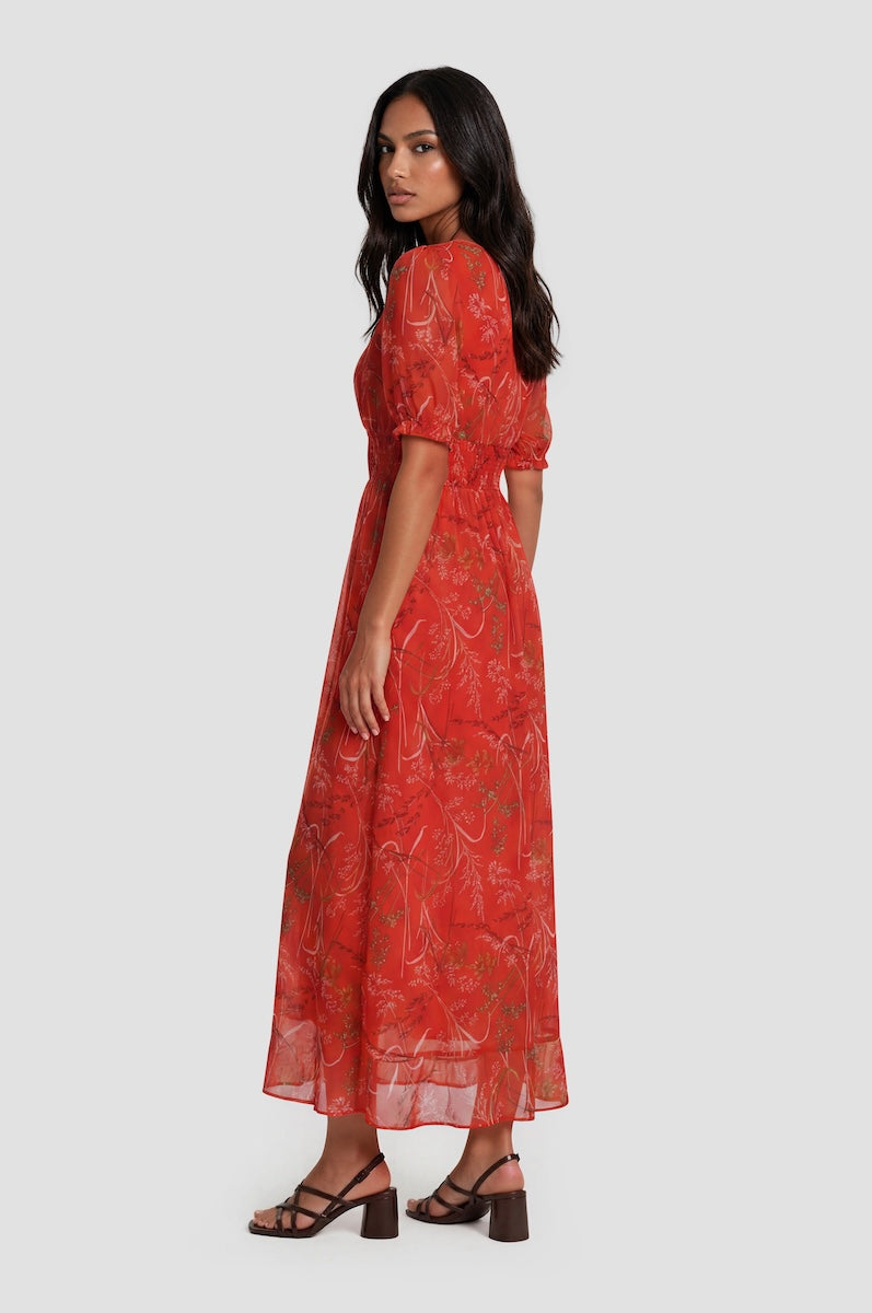 Short Sleeve Chiffon Midi Dress