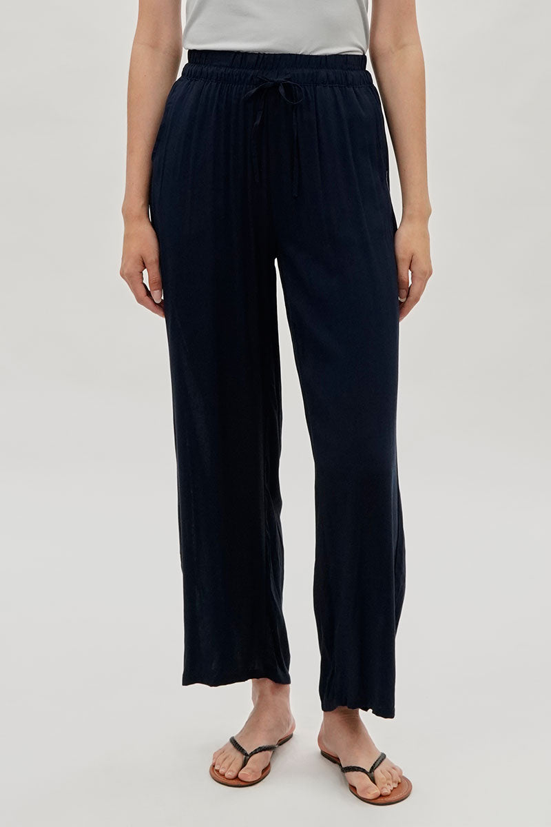 International INC Company Tie Waist Wide Leg Pants - Navy - Womens Pants - Fairweather