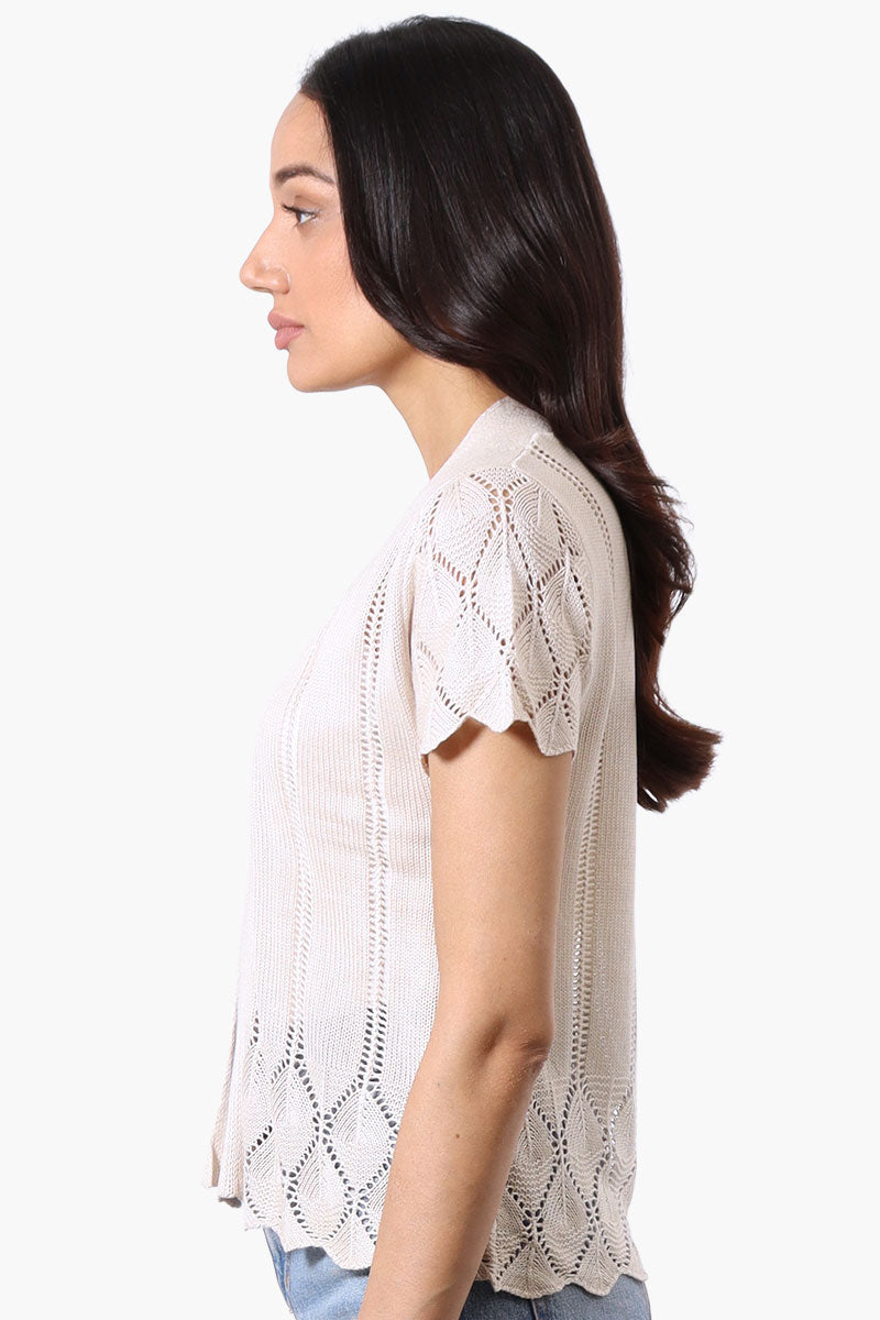 Beechers Brook Open Cap Sleeve Shrug Cardigan - Beige - Womens Cardigans - Fairweather