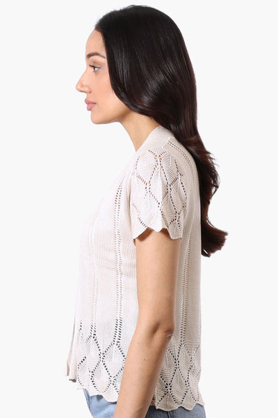 Beechers Brook Open Cap Sleeve Shrug Cardigan - Beige - Womens Cardigans - Fairweather