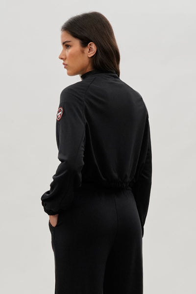 Fahrenheit Cropped Drawstring Lightweight Jacket - Black - Womens Long Sleeve Tops - Fairweather