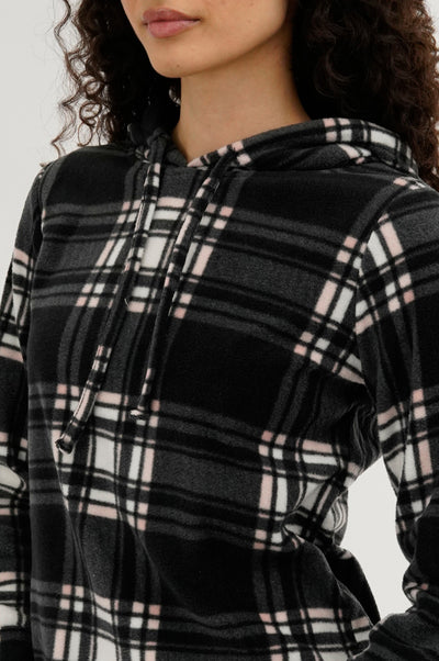 Canada Weather Gear Plaid Hooded Pajama Top - Black - Womens Pajamas - Fairweather