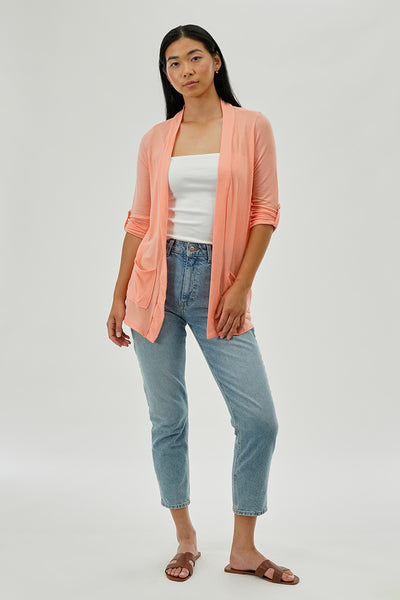 Fahrenheit Lightweight Wrap Cardigan - Peach - Womens Cardigans - Fairweather