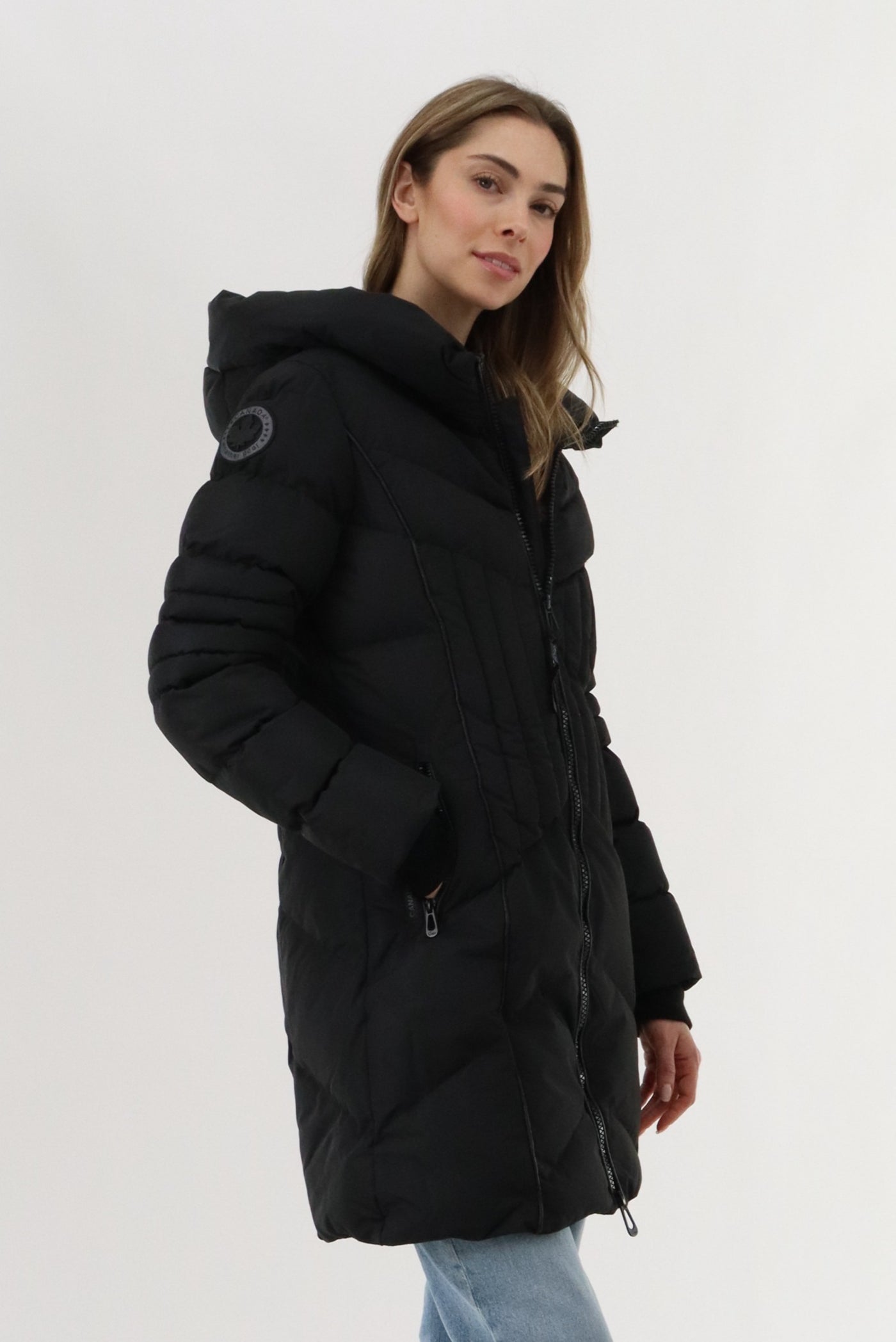 Canada Weather Gear Quilted Hooded Parka Jacket - Black - Womens Parka Jackets - Fairweather
