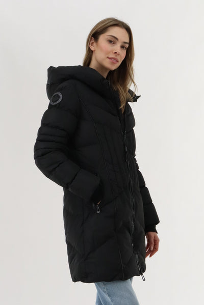 Canada Weather Gear Quilted Hooded Parka Jacket - Black - Womens Parka Jackets - Fairweather