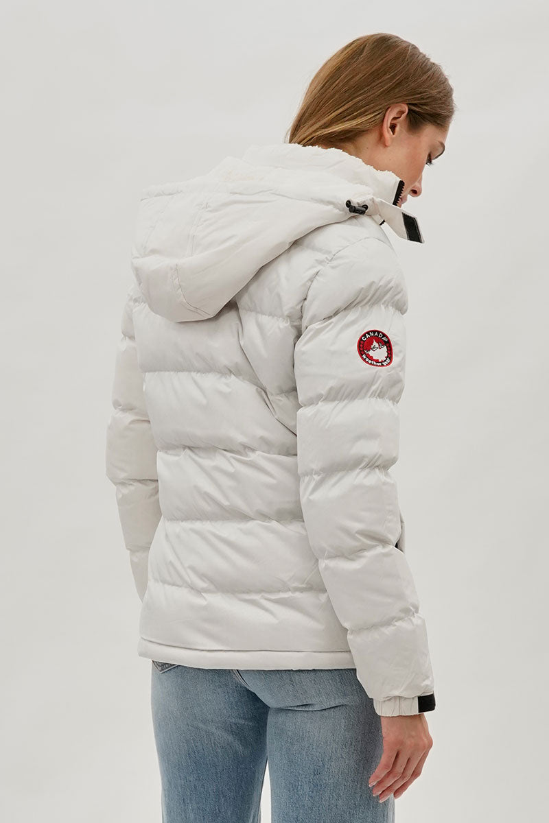 Blouson aviateur Canada Weather Gear à col doublé en sherpa – Blanc