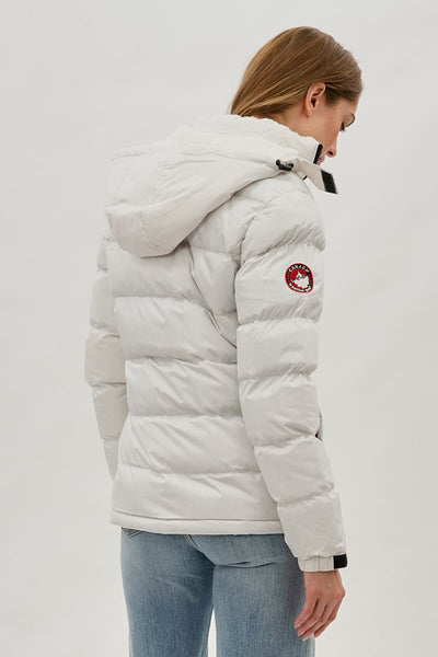 Blouson aviateur Canada Weather Gear à col doublé en sherpa – Blanc