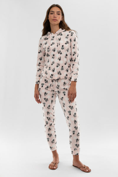 Canada Weather Gear Dog Print Wide Leg Pajama Pants - Blush - Womens Pajamas - Fairweather