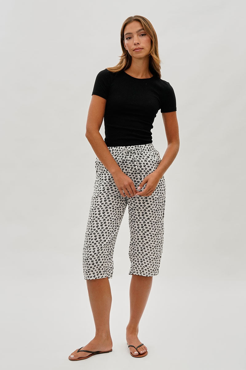International INC Company Floral Tie Waist Capris - White - Womens Shorts & Capris - Fairweather