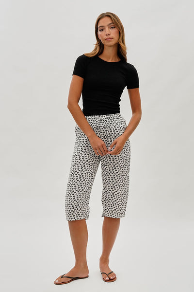 International INC Company Floral Tie Waist Capris - White - Womens Shorts & Capris - Fairweather