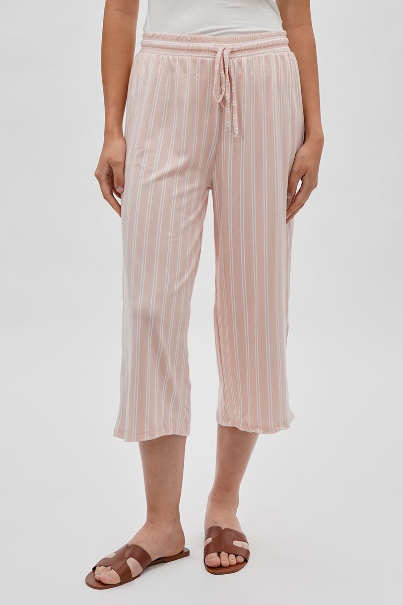 International INC Company Striped Wide Leg Capris Pants - Blush - Womens Pants - Fairweather
