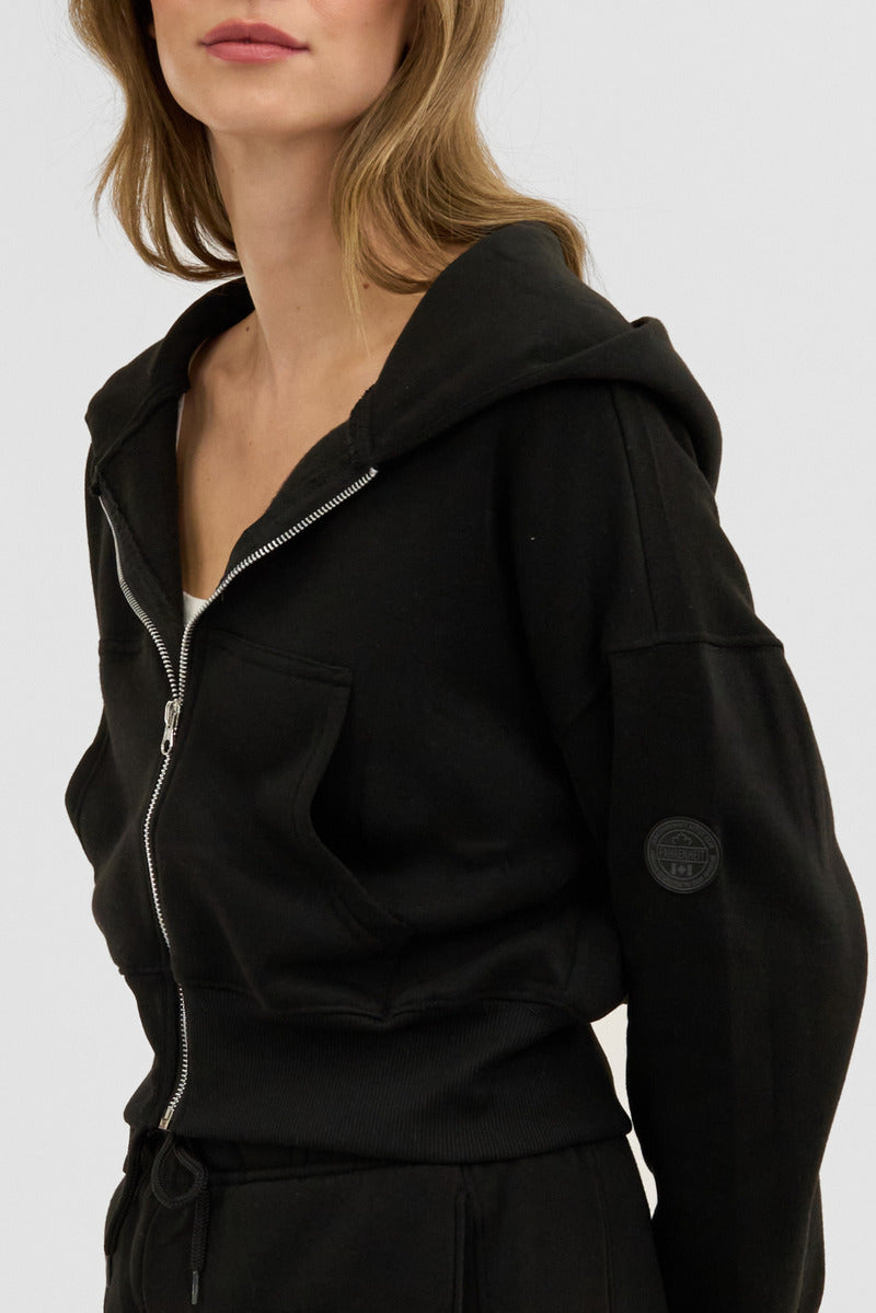 Fahrenheit Cropped Zip Up Hoodie - Black - Womens Hoodies & Sweatshirts - Fairweather
