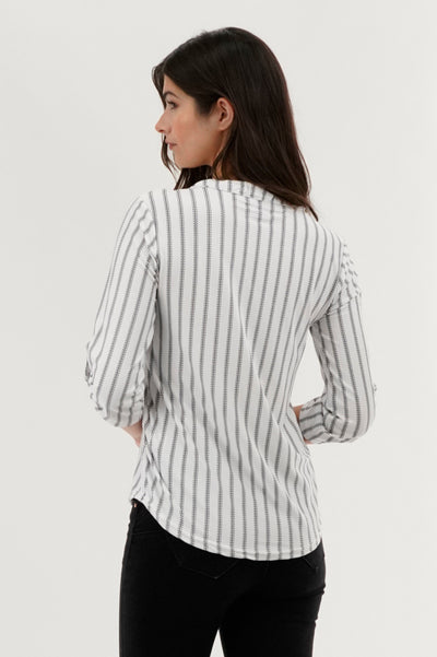 International INC Company Patterned 1/4 Zip Blouse - White - Womens Shirts & Blouses - Fairweather
