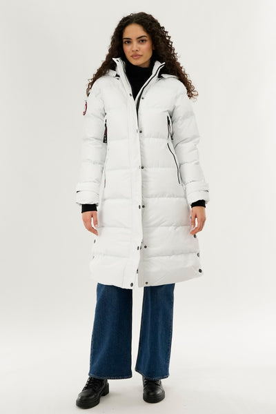 Canada Weather Gear Quilted Maxi Parka Jacket - White - Womens Parka Jackets - Fairweather