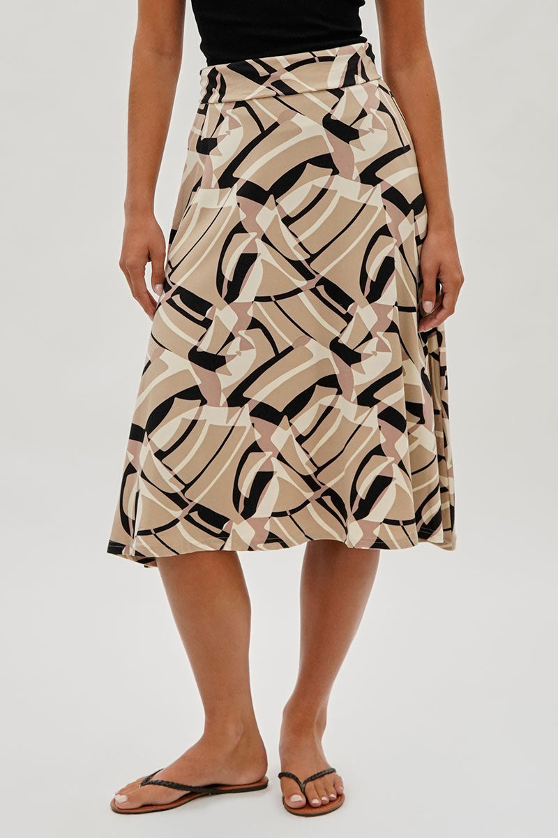 International INC Company Patterned Fold Over Midi Skirt - Beige - Womens Skirts - Fairweather