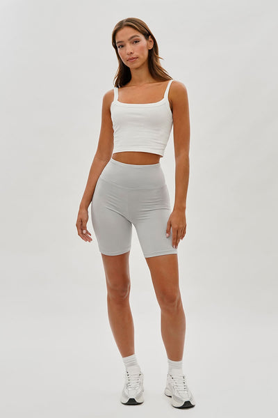 Mikk High-Waisted Biker Shorts - Stone - Womens Shorts & Capris - Fairweather