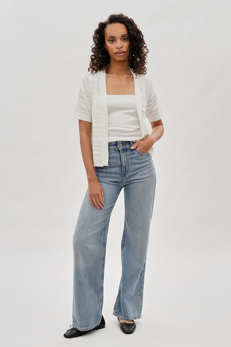 Beechers Brook Short Sleeve Knit Cardigan - White - Womens Cardigans - Fairweather