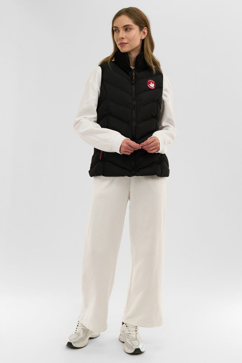 Canada Weather Gear Chevron Bubble Vest - Black - Womens Vests - Fairweather