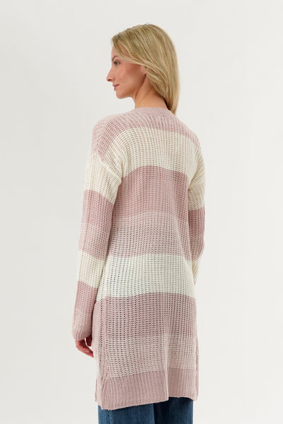 Stylexchange Striped Knit Cardigan - Pink - Womens Cardigans - Fairweather