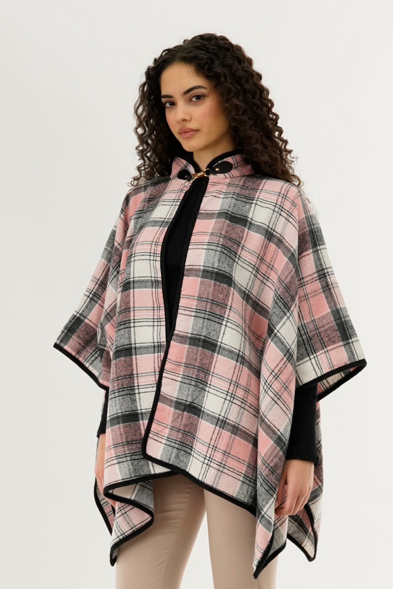 Canada Weather Gear Plaid Tartan Poncho - Pink - Womens Ponchos - Fairweather