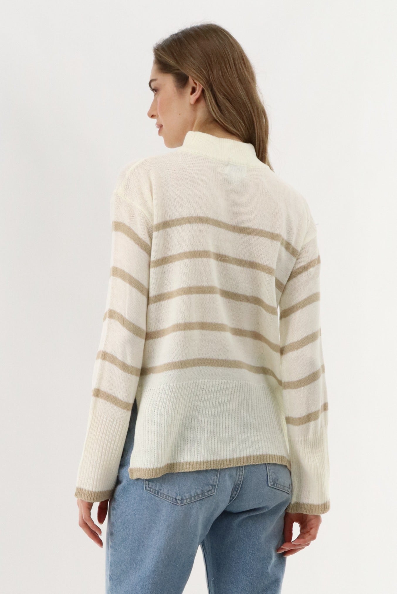 Beechers Brook Striped Knit Pullover Sweater - Cream - Womens Pullover Sweaters - Fairweather