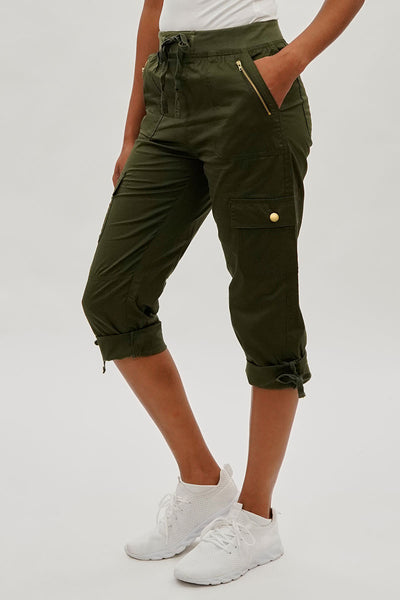 International INC Company Drawstring Cargo Capris - Olive - Womens Shorts & Capris - Fairweather