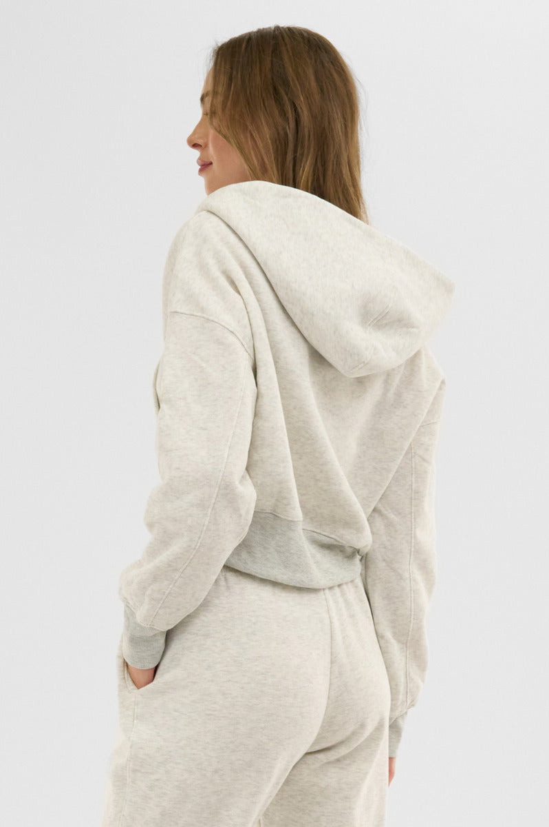 Fahrenheit Cropped Zip Up Hoodie - White - Womens Hoodies & Sweatshirts - Fairweather