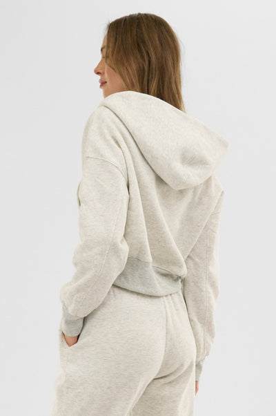 Fahrenheit Cropped Zip Up Hoodie - White - Womens Hoodies & Sweatshirts - Fairweather