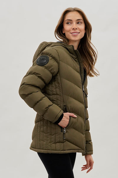 Blouson aviateur matelassé à chevrons Canada Weather Gear – Olive