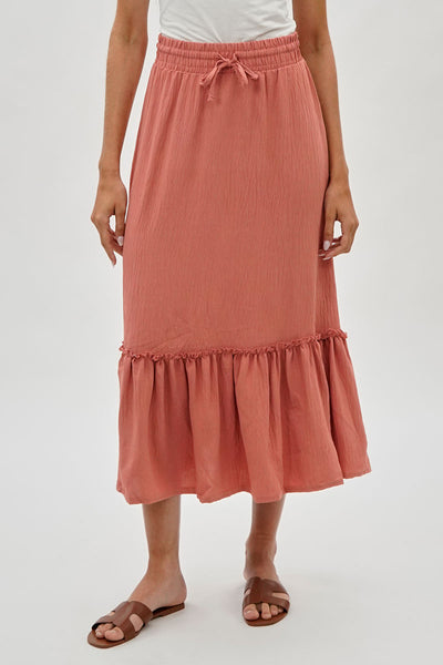 Stylexchange Vintage Tiered Cinched Skirt - Coral - Womens Skirts - Fairweather